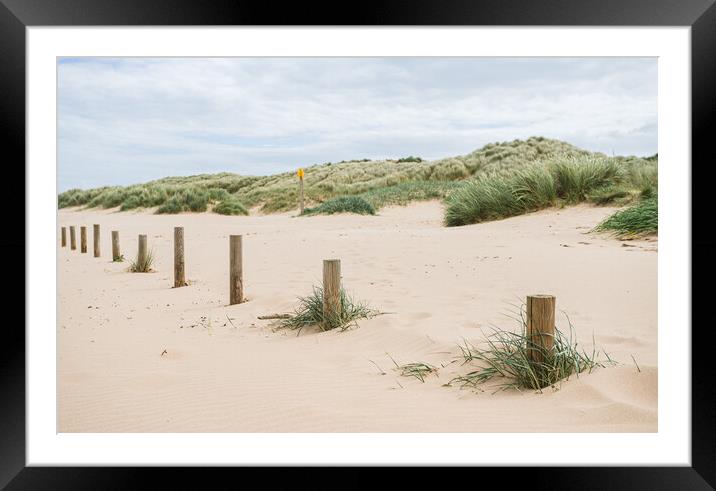Wooden posts on Ainsdale beach Framed Mounted Print by Jason Wells