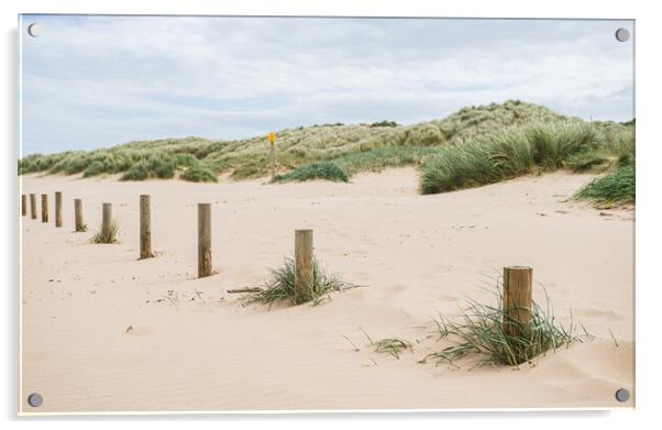 Wooden posts on Ainsdale beach Acrylic by Jason Wells
