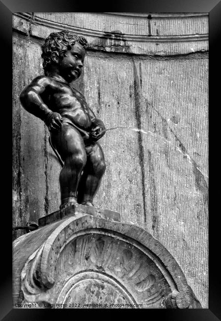 World famous Manneken Pis , boy pissing, Brussels,Belgium. Framed Print by Luigi Petro