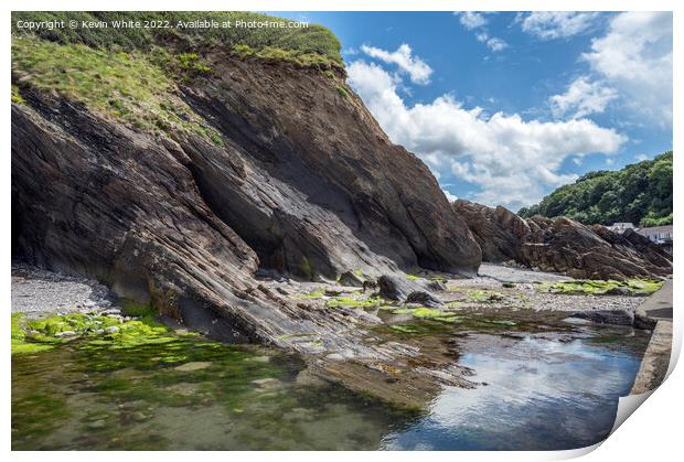 Exotic rock pools at Coombe Martin Print by Kevin White