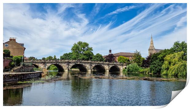 Majestic English Bridge Over the Serene River Print by Wendy Williams CPAGB