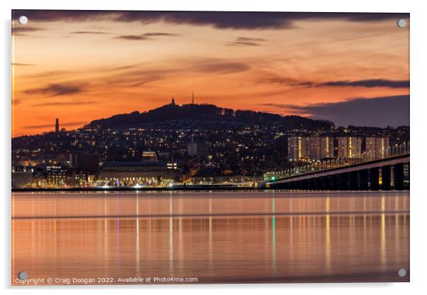 Dundee City Sunset Acrylic by Craig Doogan