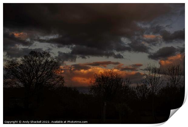 moody sunset Print by Andy Shackell