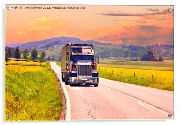 Golden Hour Trucking HDR Acrylic by Taina Sohlman
