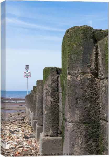 Concrete gryone on Hunstanton beach Canvas Print by Clive Wells