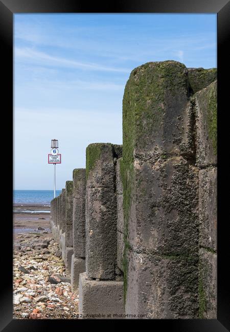 Concrete gryone on Hunstanton beach Framed Print by Clive Wells