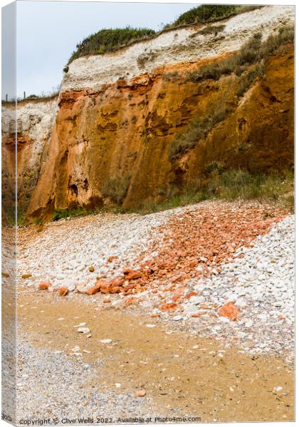 Famous stripped cliffs at Hunstanton. Canvas Print by Clive Wells