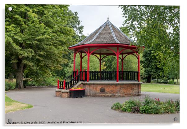 The Band Stand in the Walks, Kings Lynn. Acrylic by Clive Wells