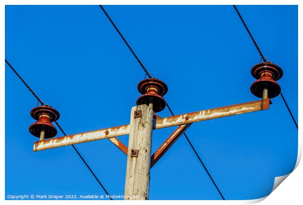 Rusty old  power lines Print by Mark Draper