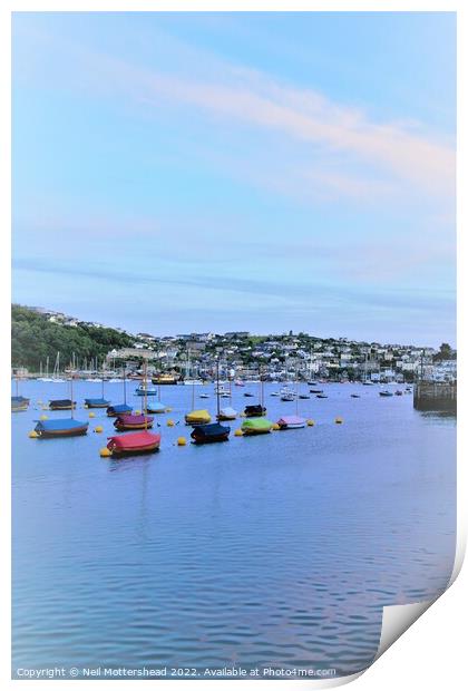 Dusk Over The Fowey River. Print by Neil Mottershead