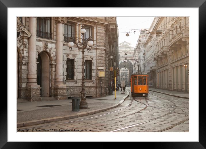 Tram in Milan Italy Framed Mounted Print by Simo Wave