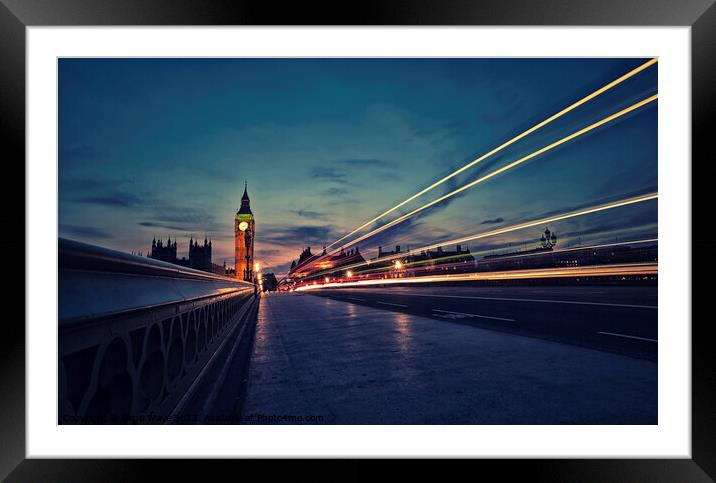 London by night Framed Mounted Print by Simo Wave