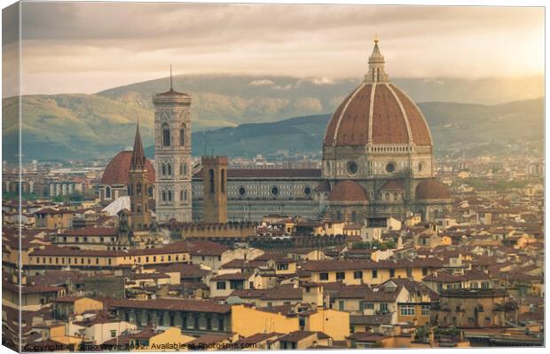 Florence Aerial View Canvas Print by Simo Wave