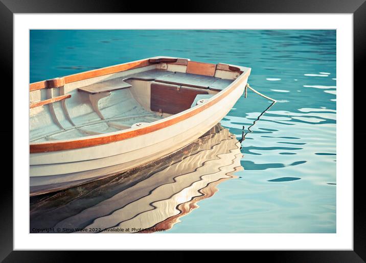 Boat at Lake Framed Mounted Print by Simo Wave