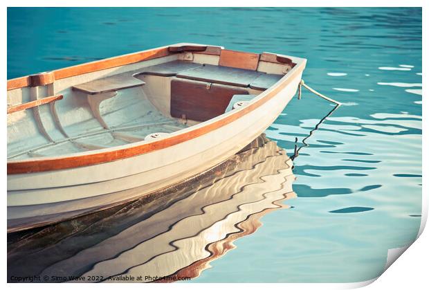 Boat at Lake Print by Simo Wave