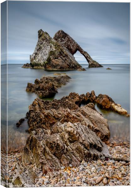 Bow Fiddle Rock on the Moray Coast Scotland Canvas Print by Joe Dailly