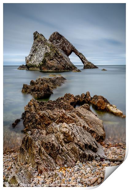 Bow Fiddle Rock on the Moray Coast Scotland Print by Joe Dailly