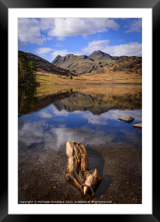 Blea Tarn, Harrison stickle and the langdale pikes Framed Mounted Print by Michaela Strickland