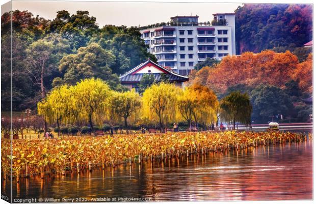 Ancient Chinese House West Lake Hangzhou Zhejiang China Canvas Print by William Perry