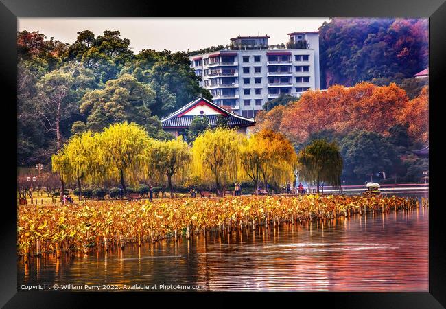 Ancient Chinese House West Lake Hangzhou Zhejiang China Framed Print by William Perry