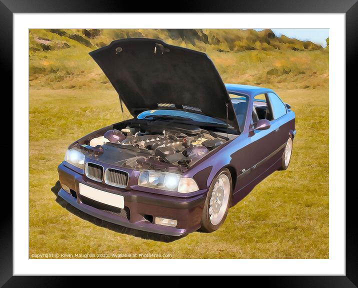 1995 BMW 3 Series M3 (Watercolour Image) Framed Mounted Print by Kevin Maughan