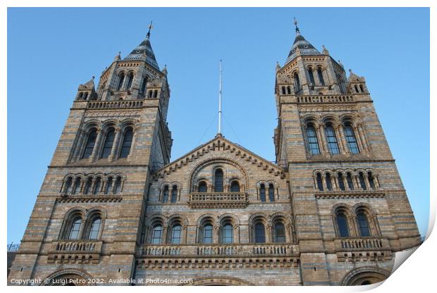 Facade of Natural History Museum of London, United Kingdom. Print by Luigi Petro
