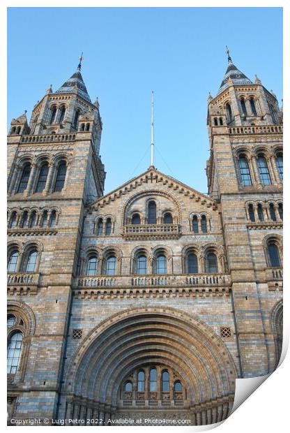 Facade of Natural History Museum of London, United Kingdom. Print by Luigi Petro