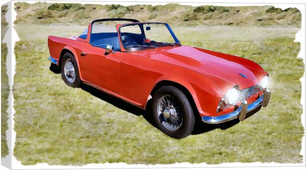 1963 Triumph TR4 Sports Car (Watercolour Image) Canvas Print by Kevin Maughan