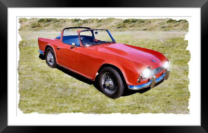 1963 Triumph TR4 Sports Car (Watercolour Image) Framed Mounted Print by Kevin Maughan