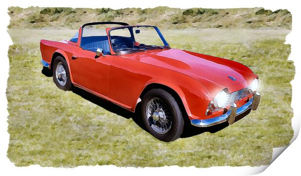 1963 Triumph TR4 Sports Car (Watercolour Image) Print by Kevin Maughan