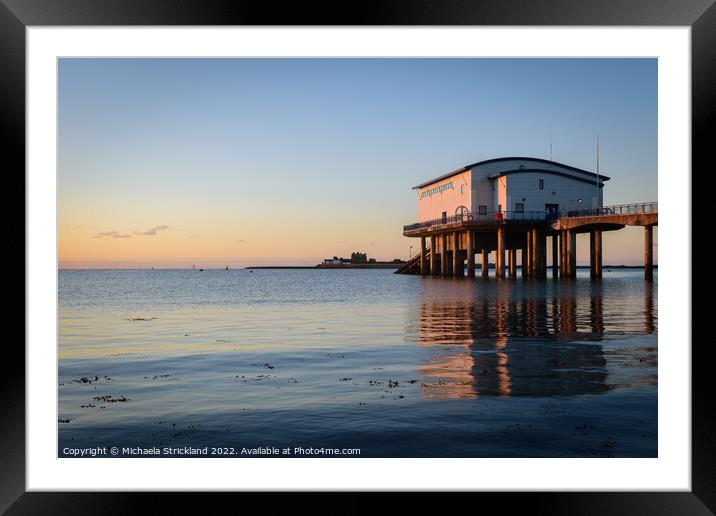 Sunrise at the RNLI station, Roa Island, Barrow in furness, Cumbria, Lake District peninsulas, UK Framed Mounted Print by Michaela Strickland