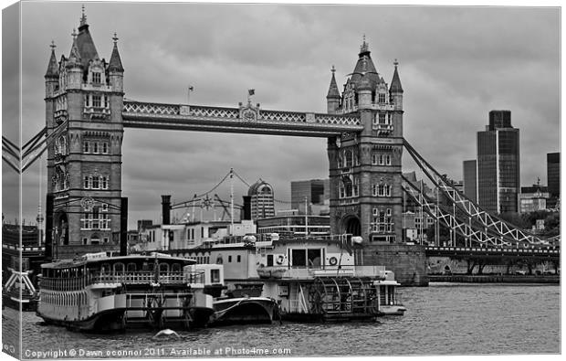 Tower Bridge and Paddleboats Canvas Print by Dawn O'Connor