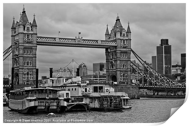 Tower Bridge and Paddleboats Print by Dawn O'Connor