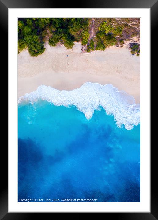 Aerial view of Kelingking Beach in Nusa Penida island Framed Mounted Print by Stan Lihai
