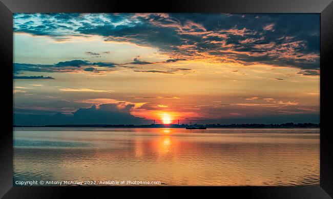 Faro Broerne Sunset Framed Print by Antony McAulay