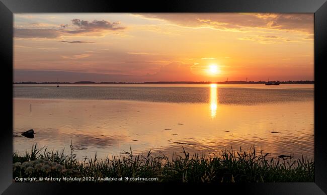 Faro Broerne Sunset Panorama Framed Print by Antony McAulay