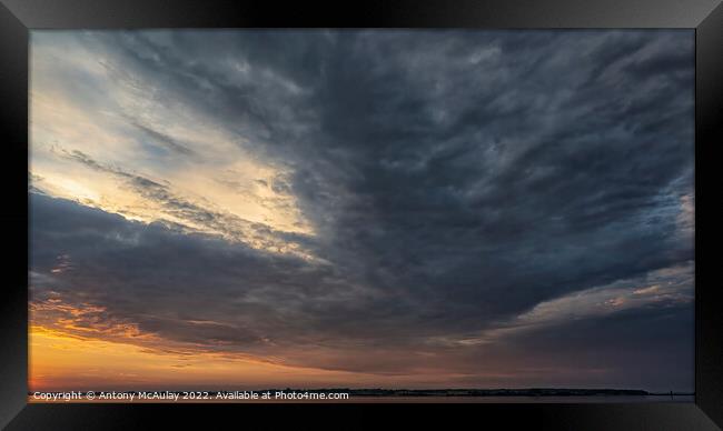 Faro Island Sunset Dramatic Sky Framed Print by Antony McAulay