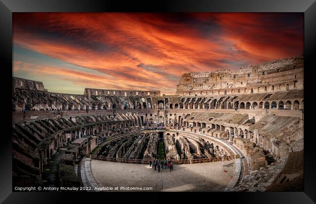Rome Colosseum Interior Dramatic View Framed Print by Antony McAulay