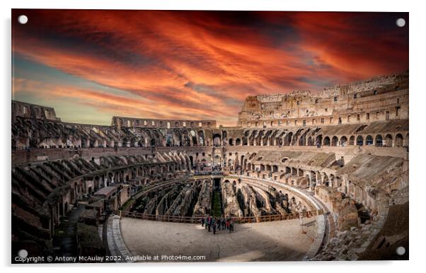 Rome Colosseum Interior Dramatic View Acrylic by Antony McAulay