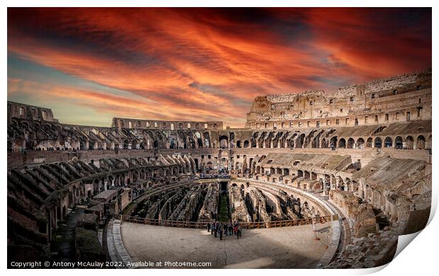 Rome Colosseum Interior Dramatic View Print by Antony McAulay