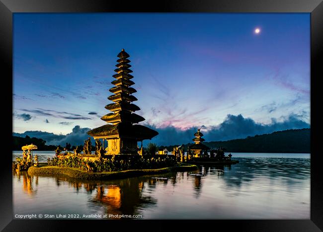 Bali pagoda in sunrise Framed Print by Stan Lihai