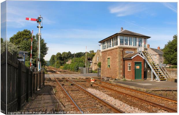 Railway Station & Signal Box In Haydon Bridge Canvas Print by Kevin Maughan