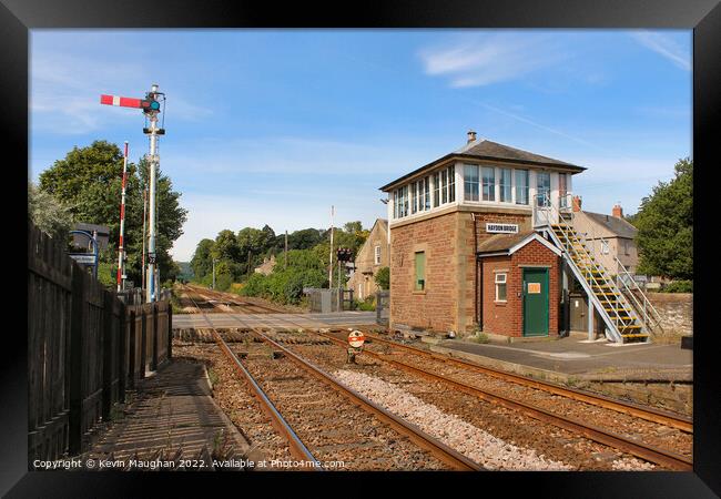 Railway Station & Signal Box In Haydon Bridge Framed Print by Kevin Maughan