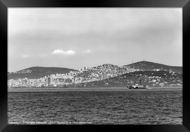The ferry sails along the Sea of Marmara. Istanbul, Turkey. Framed Print by Sergey Fedoskin