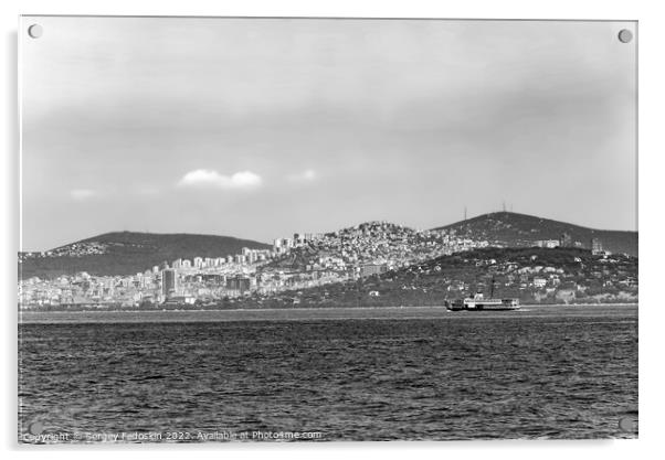 The ferry sails along the Sea of Marmara. Istanbul, Turkey. Acrylic by Sergey Fedoskin
