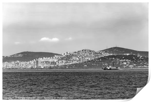 The ferry sails along the Sea of Marmara. Istanbul, Turkey. Print by Sergey Fedoskin