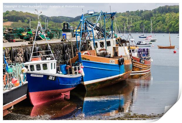 Fishing Boats in Tobermory Harbour Isle of Mull Print by Pearl Bucknall