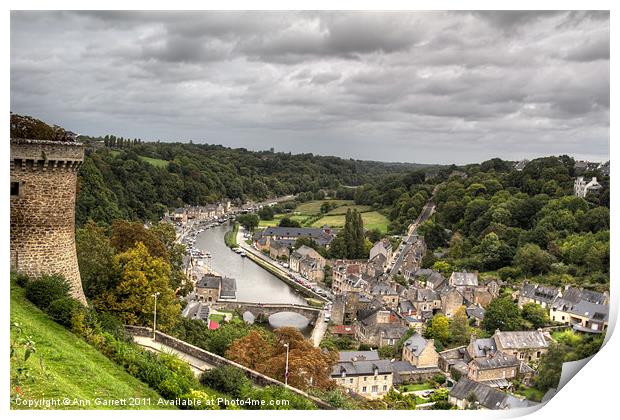 Aerial View of Dinan Port, Brittany, France Print by Ann Garrett