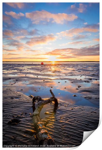 Beautiful Colourful beach Sunset beyond Walney fro Print by Michaela Strickland