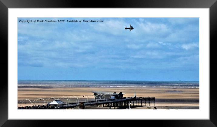 Lancaster flying over Southport pier. Framed Mounted Print by Mark Chesters